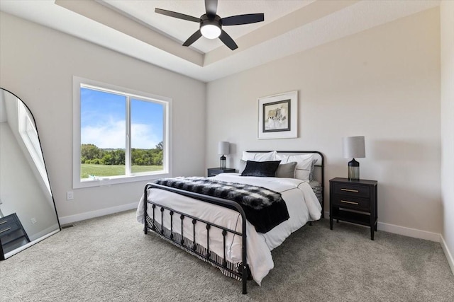 612 W Walnut Pl, Norwalk, IA 50211 - bedroom with carpet flooring, a raised ceiling, and a ceiling fan