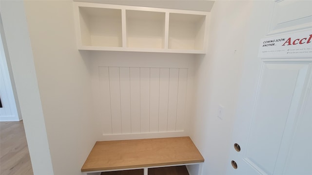 mudroom with light wood-type flooring