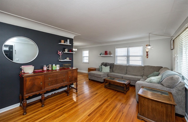 living room with hardwood / wood-style floors