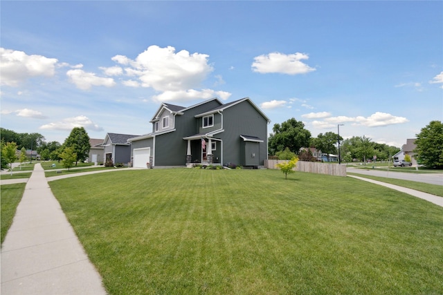 view of property exterior featuring a garage and a yard