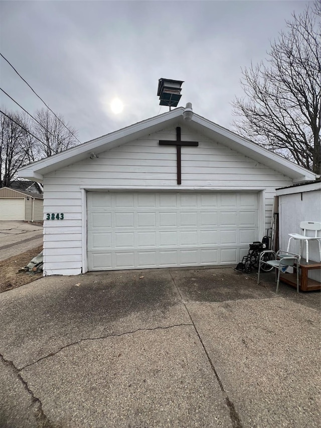 view of garage