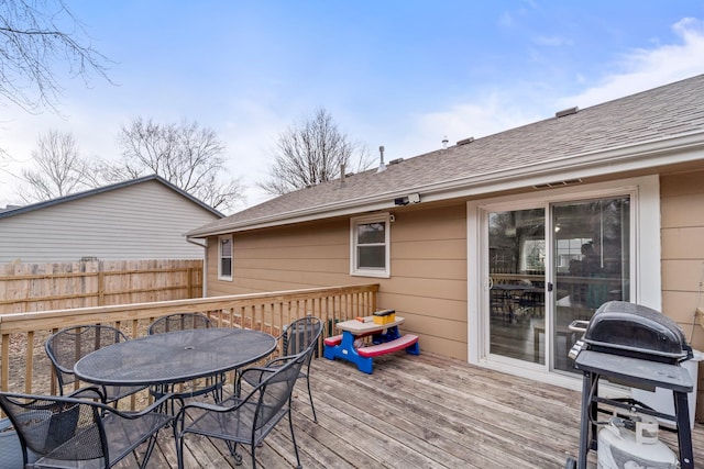 deck featuring area for grilling