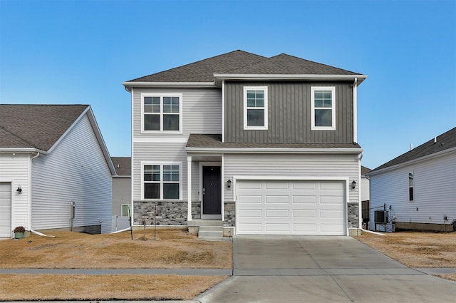 view of front of house with a garage