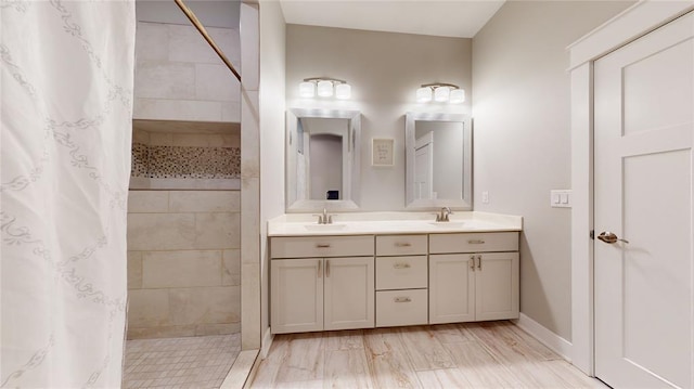 bathroom featuring vanity and a shower with curtain