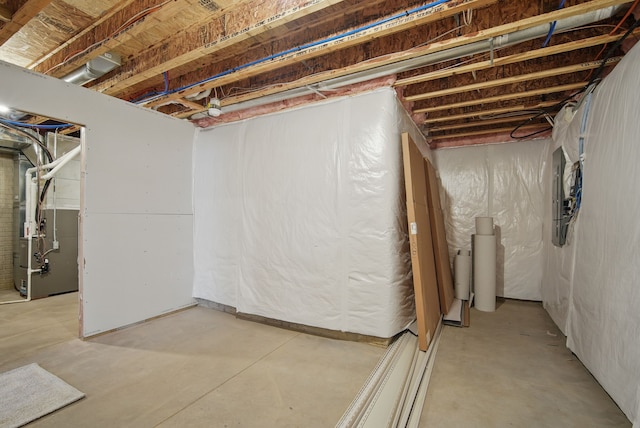 unfinished below grade area with heating unit