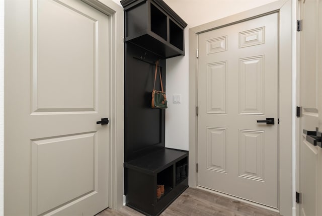 mudroom with light wood-type flooring