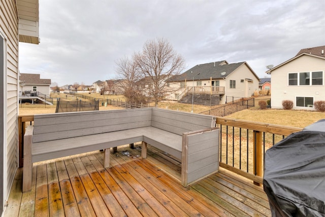 deck featuring grilling area