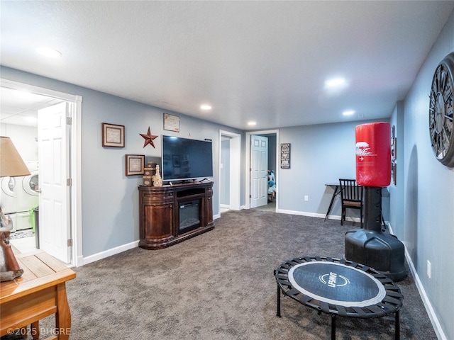 living room with carpet floors