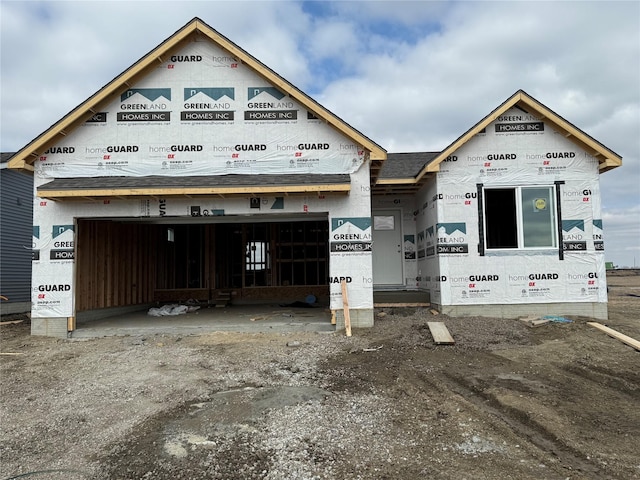 exterior space with a garage