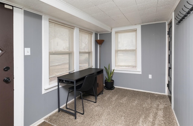 view of carpeted office space