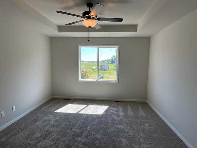 3423 5th Ave SE, Altoona, IA 50009 - spare room featuring carpet, ceiling fan, and a tray ceiling