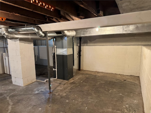 basement with heating unit