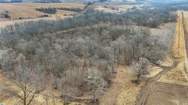 birds eye view of property featuring a rural view