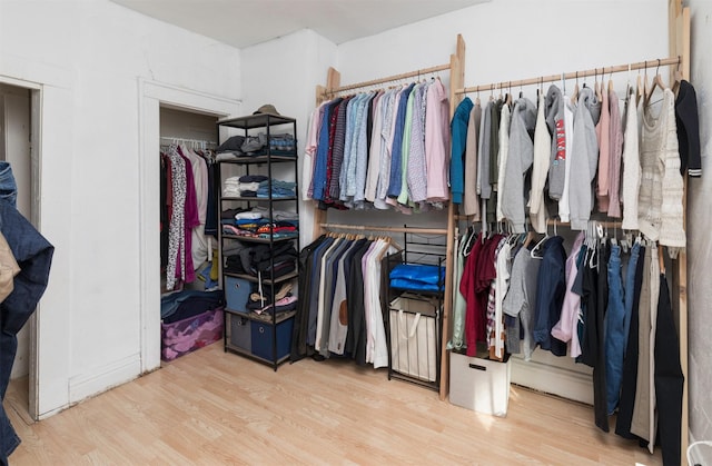 walk in closet featuring light wood-type flooring