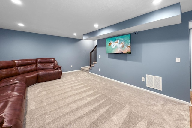 view of carpeted cinema room