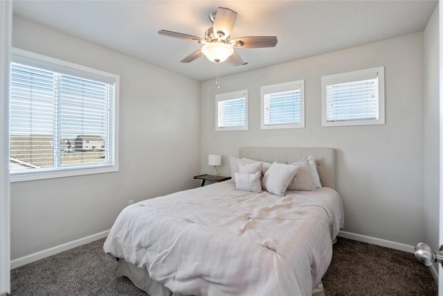 bedroom with carpet floors and ceiling fan