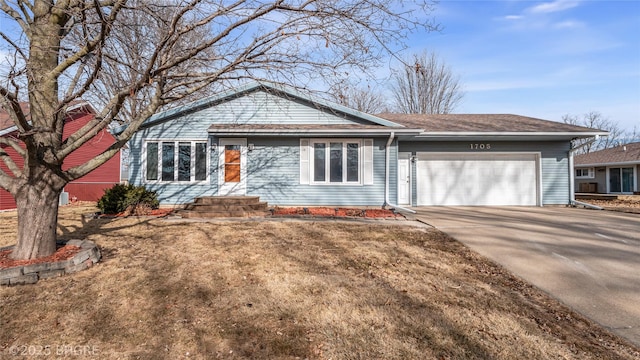 single story home with a garage