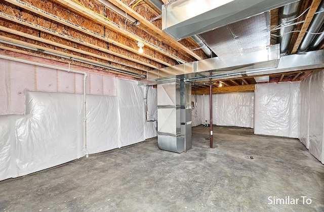 basement with heating unit