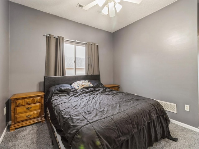 bedroom with carpet floors and ceiling fan