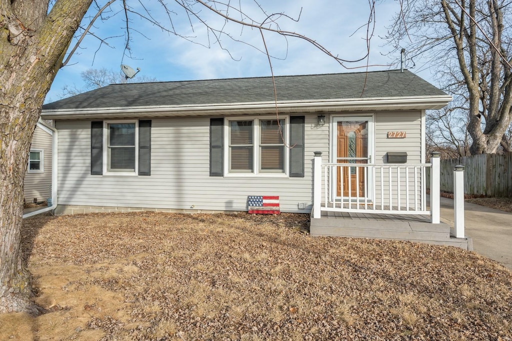 view of single story home