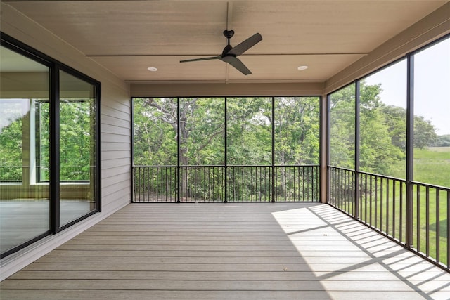 741 Richland Ct, Van Meter, IA 50261 - unfurnished sunroom with ceiling fan