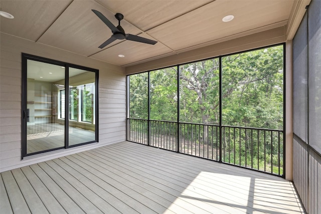 741 Richland Ct, Van Meter, IA 50261 - unfurnished sunroom with ceiling fan