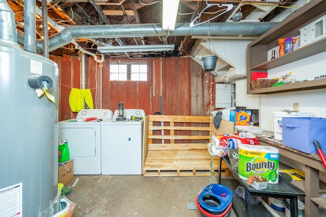 basement with washer and clothes dryer