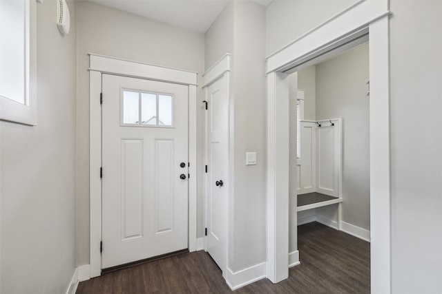 foyer entrance featuring dark hardwood / wood-style flooring