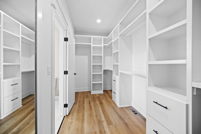 spacious closet with light wood-type flooring