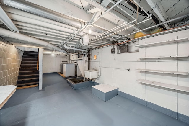 basement with washer and dryer