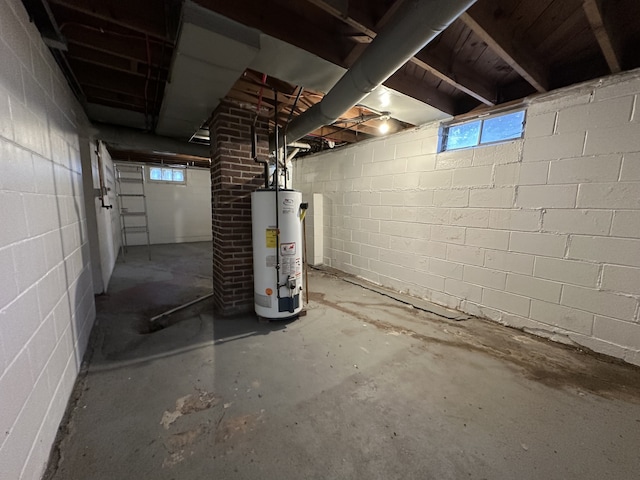 basement with water heater