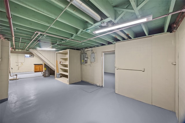 basement with electric panel