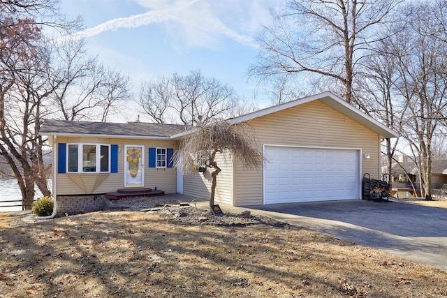 single story home with a garage