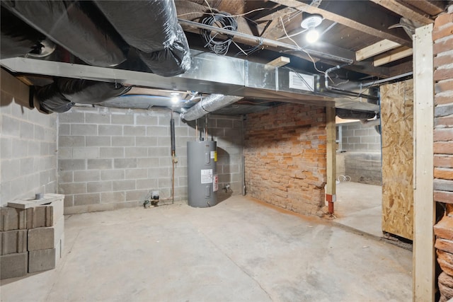 basement with electric water heater