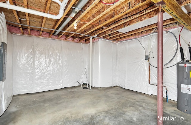 basement with water heater