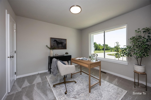 view of carpeted office space