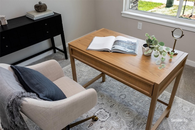 office with light colored carpet