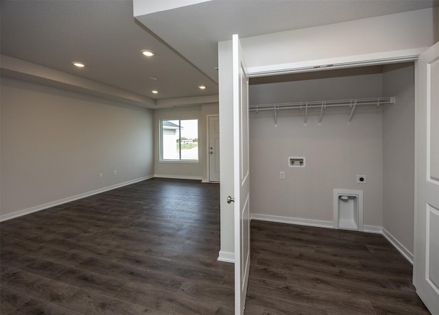 washroom featuring recessed lighting, electric dryer hookup, laundry area, and washer hookup