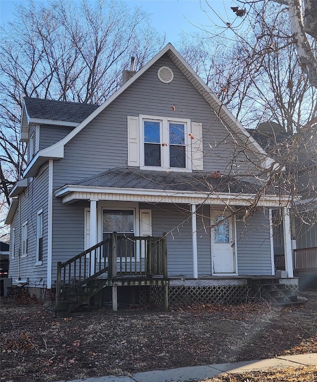 view of front facade featuring covered porch