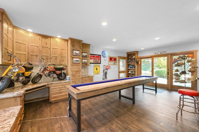 rec room featuring dark hardwood / wood-style flooring