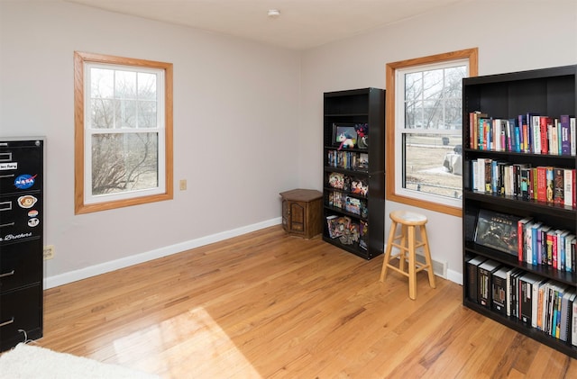 miscellaneous room with light wood-type flooring