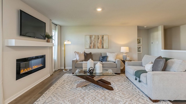 living room with hardwood / wood-style floors