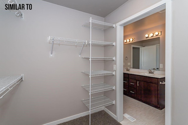 spacious closet featuring sink