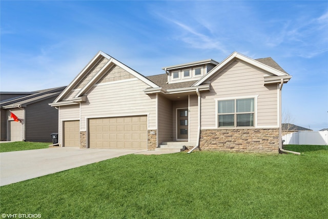 craftsman-style house with a garage and a front yard