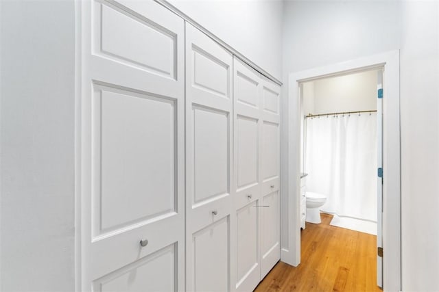 hallway featuring light wood-type flooring