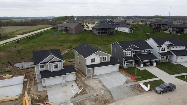 aerial view with a residential view