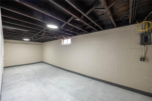 basement with electric panel