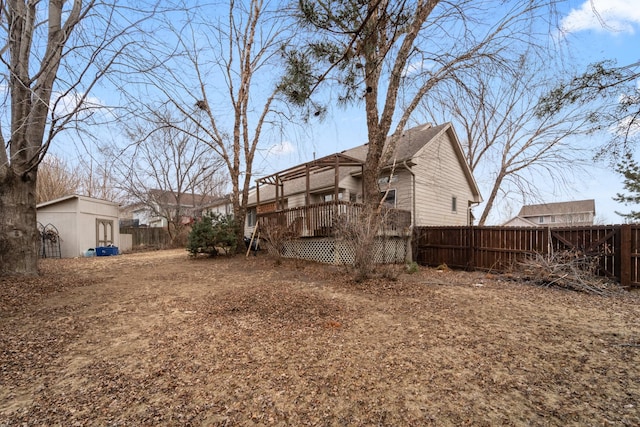 view of yard with a deck