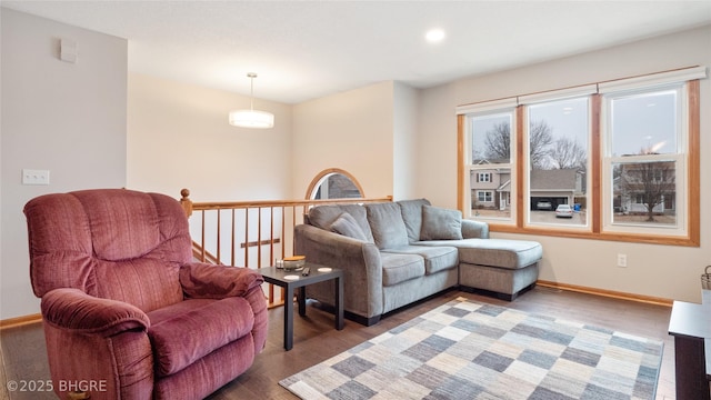 living room with hardwood / wood-style flooring