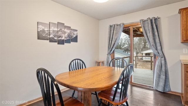 dining room with dark hardwood / wood-style flooring